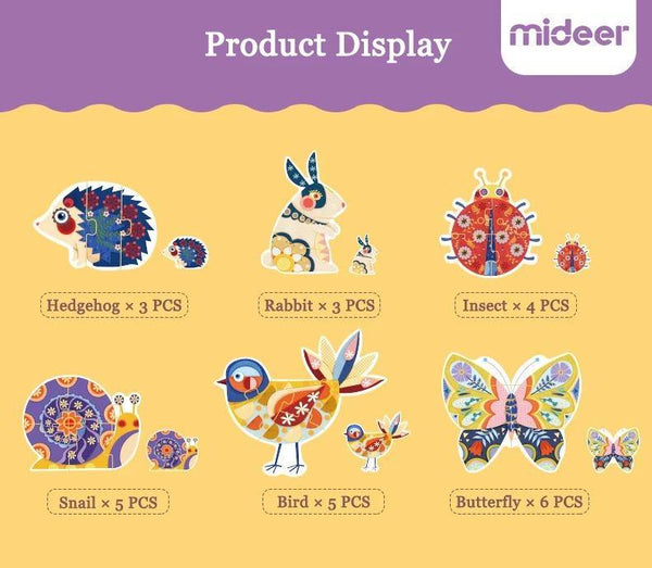 تحميل الصورة في عارض الصور ، Mideer 6 in 1 Puzzle Garden Animals - HN Bazar