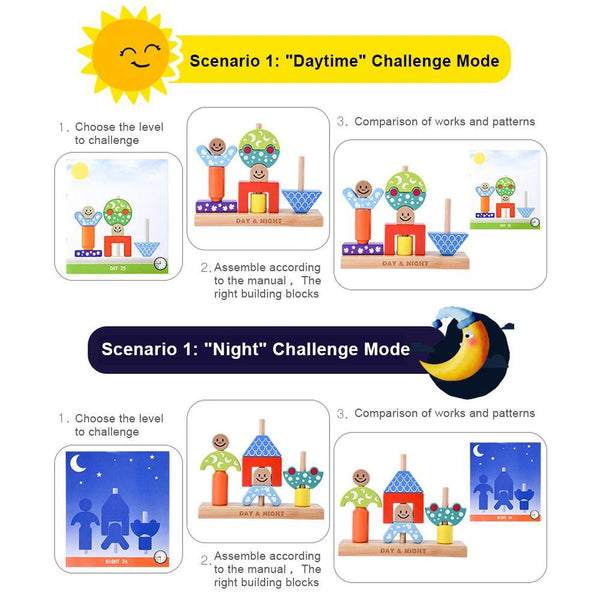 تحميل الصورة في عارض الصور ، Sun and Moon Day and Night Building Puzzle CNF1 - HN Bazar