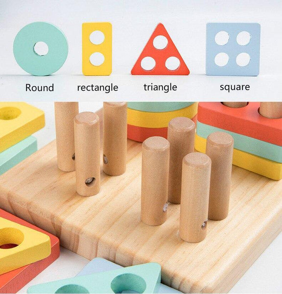 تحميل الصورة في عارض الصور ، 4 Pcs Montessori Building Block Puzzle CNF1 - HN Bazar