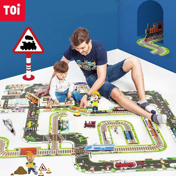 تحميل الصورة في عارض الصور ، TOI Floor Road Traffic Track Large Puzzle Paper - HN Bazar