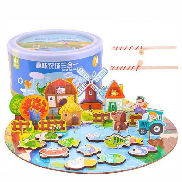 Load image into Gallery viewer, 58 Pcs Wooden Magnetic Fishing Puzzles - CNF C