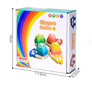 Wooden Chick Assembled With Gradient Colours Blocks Set - CNF7
