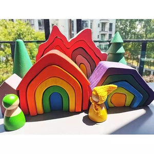 Wooden Rainbow Stacker Natural Wooden 3 CNF7