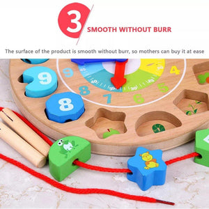 Animal Educational Wooden Beaded Geometry Digital Clock CNF5 - HN Bazar 