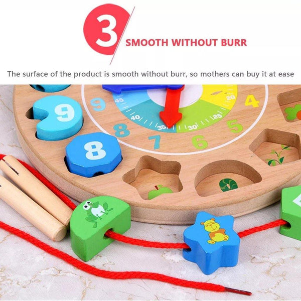 تحميل الصورة في عارض الصور ، Animal Educational Wooden Beaded Geometry Digital Clock CNF5 - HN Bazar 
