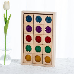 Light Transmission Wooden Rainbow Gem Blocks CNF1