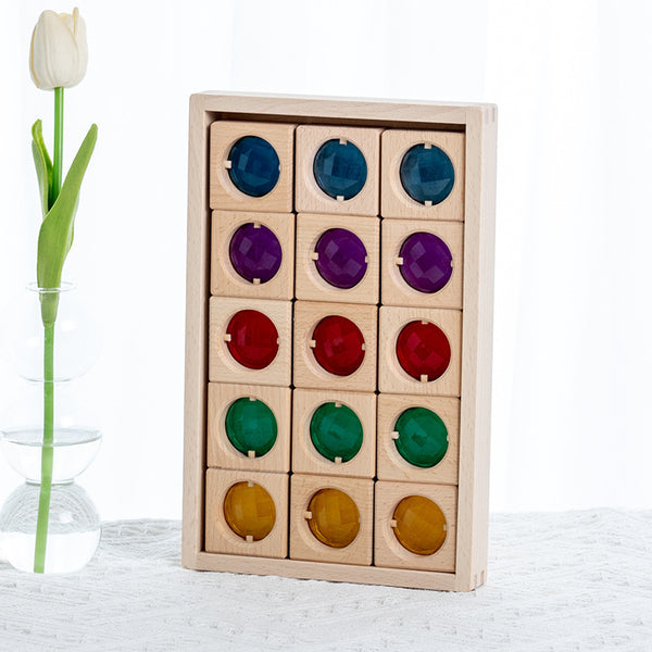 Load image into Gallery viewer, Light Transmission Wooden Rainbow Gem Blocks CNF1
