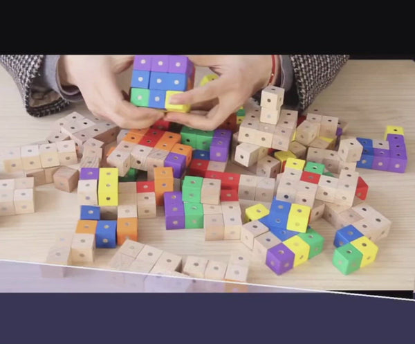 Load and play video in Gallery viewer, 10Pcs Wooden Magenetic Cubic Bricks 2 Cm CNF6
