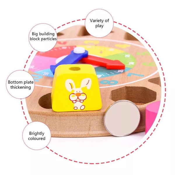 تحميل الصورة في عارض الصور ، Animal Educational Wooden Beaded Geometry Digital Clock CNF5 - HN Bazar 
