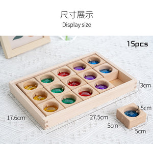 Light Transmission Wooden Rainbow Gem Blocks CNF1