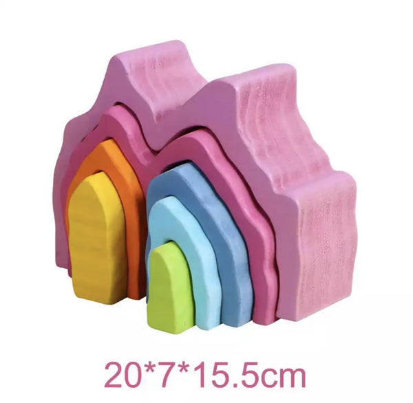 Load image into Gallery viewer, Wooden Rainbow Stacker Natural Wooden 3 CNF7
