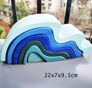 Wooden Rainbow Stacker Natural Wooden 5 CNF7