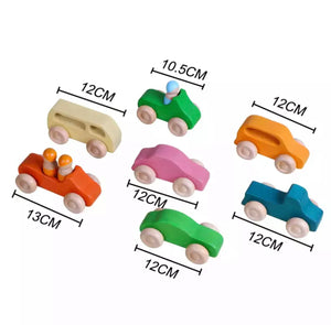 Small Cars Wooden Rainbow Stacker Natural Wood CNF7
