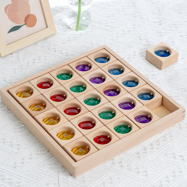 Load image into Gallery viewer, Light Transmission Wooden Rainbow Gem Blocks CNF1
