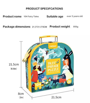 Mideer Children's Portable Gift Box Puzzle- Fairy Tale Parade 104pcs - HN Bazar 