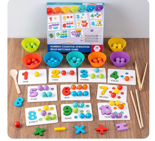Load image into Gallery viewer, Rainbow Stack Cups Counting Beads Color  CNF7

