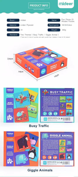 تحميل الصورة في عارض الصور ، Mideer Four-piece Wooden Puzzle - HN Bazar 
