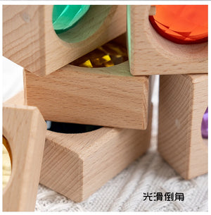 Light Transmission Wooden Rainbow Gem Blocks CNF1