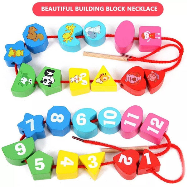 تحميل الصورة في عارض الصور ، Animal Educational Wooden Beaded Geometry Digital Clock CNF5 - HN Bazar 
