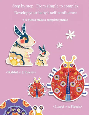Mideer 6 in 1 Puzzle Garden Animals - HN Bazar 