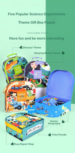Load image into Gallery viewer, Mideer Children's Portable Gift Box Puzzle- Fairy Tale Parade 104pcs - HN Bazar 
