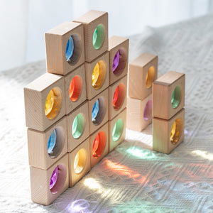 Light Transmission Wooden Rainbow Gem Blocks CNF1