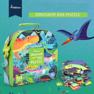 Mideer Children's Portable Box Puzzle- Dinosaur 104pcs - HN Bazar 