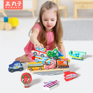 Wooden Transportation Animal Balance Boat - CNF7