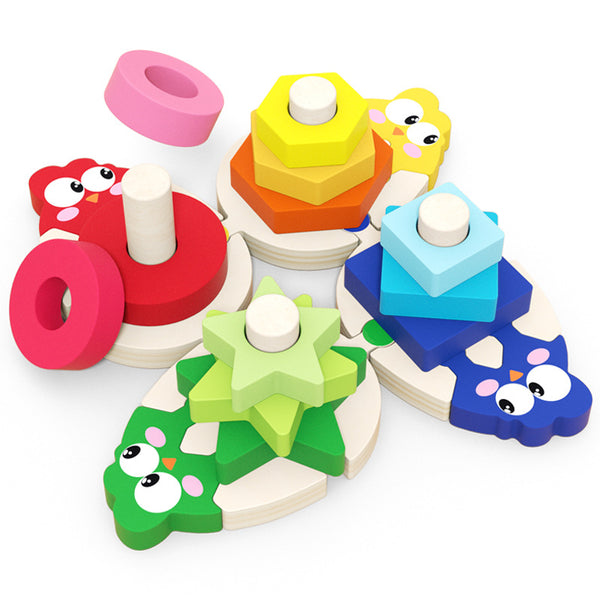Load image into Gallery viewer, Wooden Chick Assembled With Gradient Colours Blocks Set - CNF7
