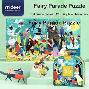 Mideer Children's Portable Gift Box Puzzle- Fairy Tale Parade 104pcs - HN Bazar 