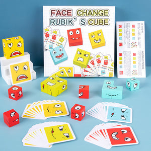 Montessori Wooden Fun Face Changing Cube  CNF7