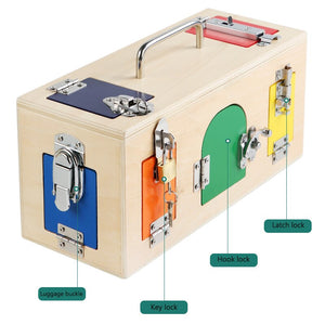 Wooden Montessori Lock Box Toys CNF1