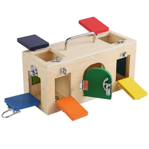 Wooden Montessori Lock Box Toys CNF1