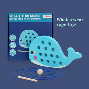 Wooden Duck And Whale Threading Toys CNF1 - HN Bazar 
