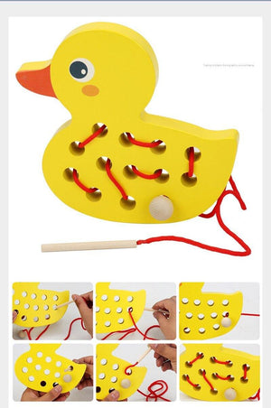 Wooden Duck And Whale Threading Toys CNF1 - HN Bazar 