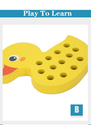 Wooden Duck And Whale Threading Toys CNF1 - HN Bazar 
