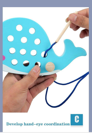 Wooden Duck And Whale Threading Toys CNF1 - HN Bazar 