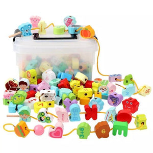 Threading Beads Toys Educational Stringing Lacing Number Beads CNF1 - HN Bazar 