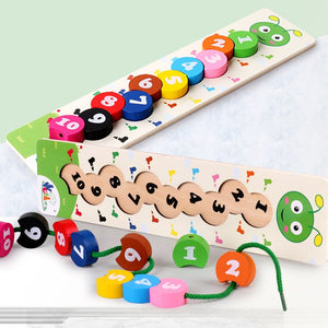 Wooden Worm Stringing Beaded Toys CNF7