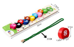 Wooden Worm Stringing Beaded Toys CNF7