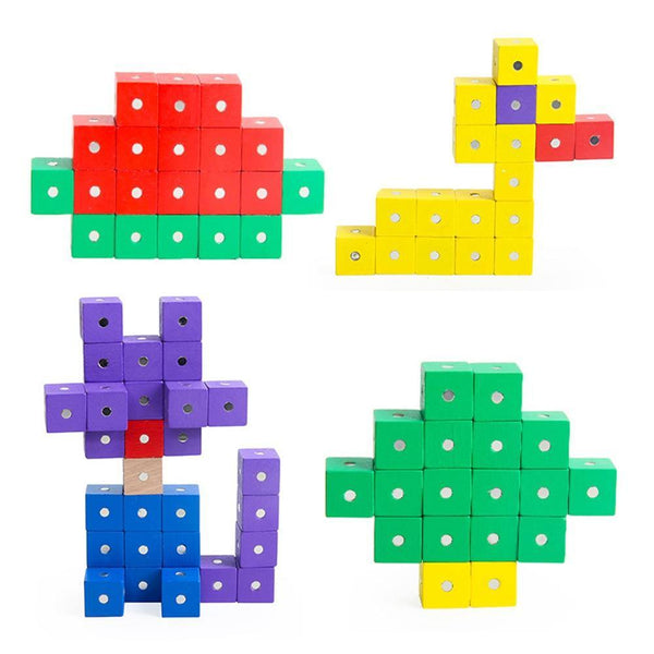 Load image into Gallery viewer, 10Pcs Wooden Magenetic Cubic Bricks 2.5 Cm CNF5 - HN Bazar 
