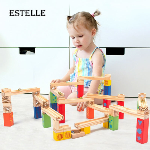 Load image into Gallery viewer, 52Pcs Wooden Marble Runs Block CNF1
