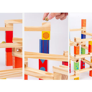 52Pcs Wooden Marble Runs Block CNF1