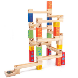 52Pcs Wooden Marble Runs Block CNF1