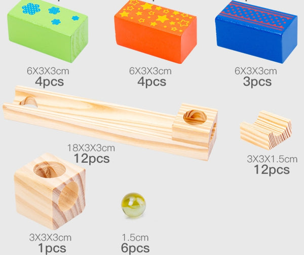 Load image into Gallery viewer, 52Pcs Wooden Marble Runs Block CNF1
