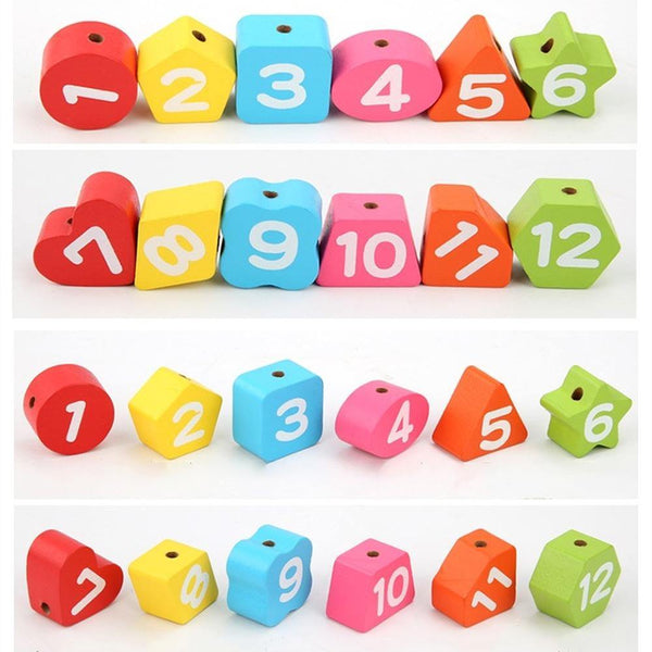 تحميل الصورة في عارض الصور ، Educational Wooden Beaded Geometry Digital Clock CNF5 - HN Bazar 
