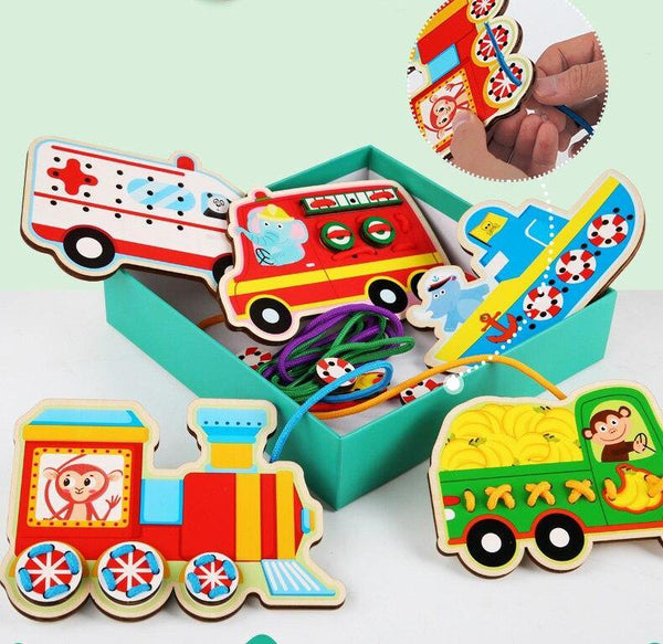 تحميل الصورة في عارض الصور ، 5 Pcs/box - Threading Game Montessori Early Education Rope Puzzles CNF1 - HN Bazar 

