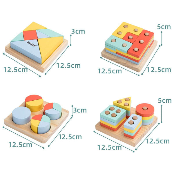 تحميل الصورة في عارض الصور ، 4 Pcs Montessori Building Block Puzzle CNF1 - HN Bazar 

