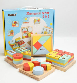 4 Pcs Montessori Building Block Puzzle CNF1 - HN Bazar 