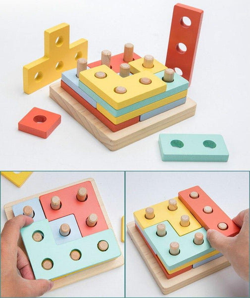 تحميل الصورة في عارض الصور ، 4 Pcs Montessori Building Block Puzzle CNF1 - HN Bazar 
